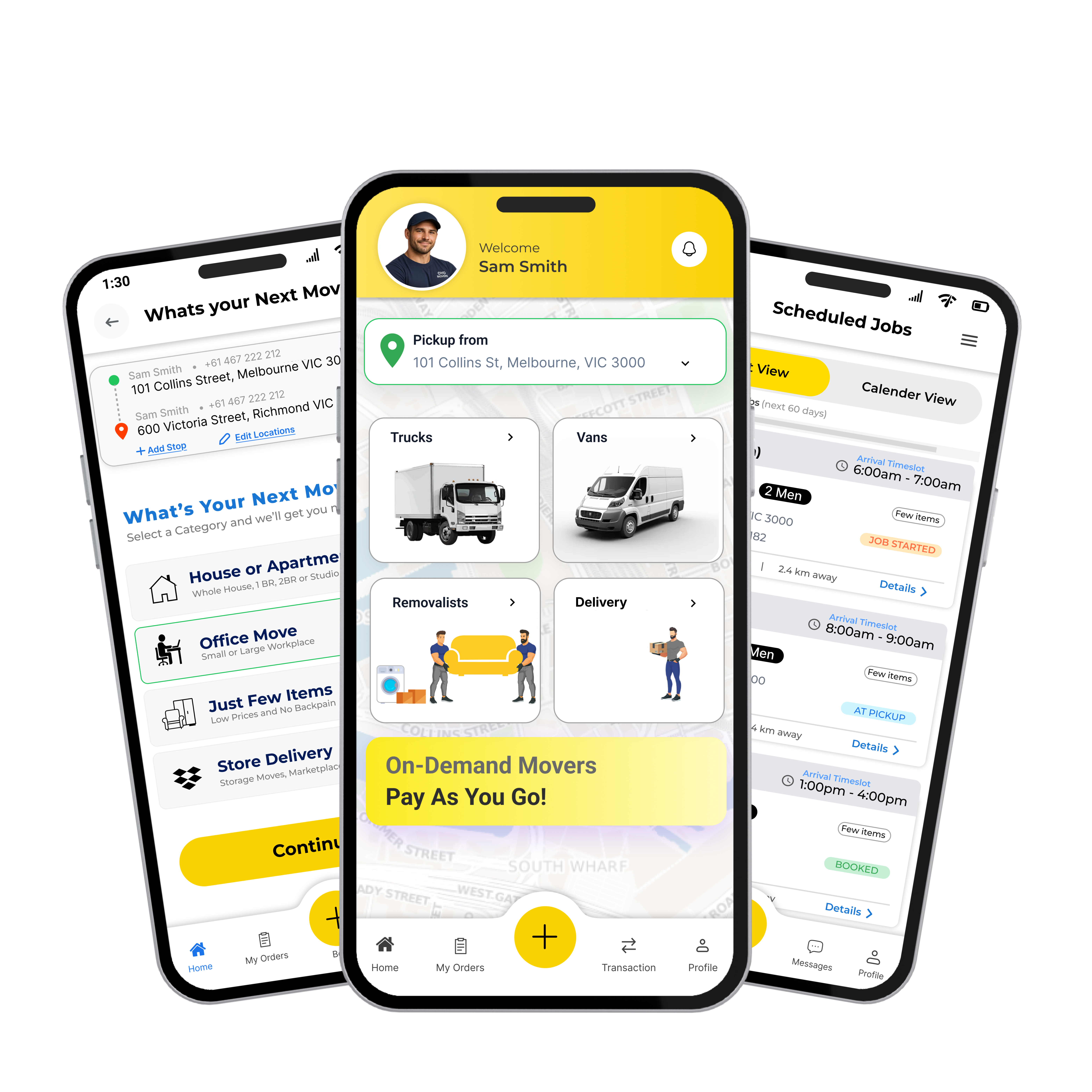 OYO Mover App Screens